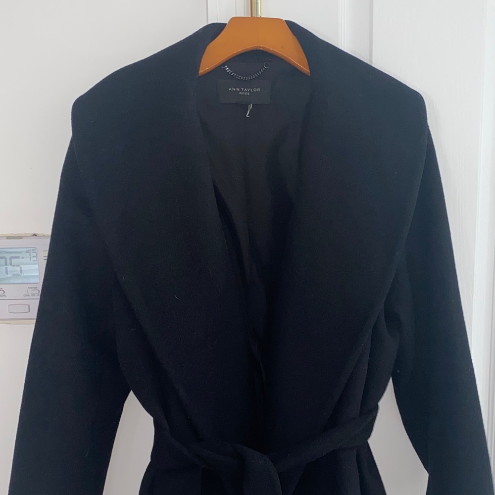 Ann Taylor Black Trench Coat - Size XL Petite